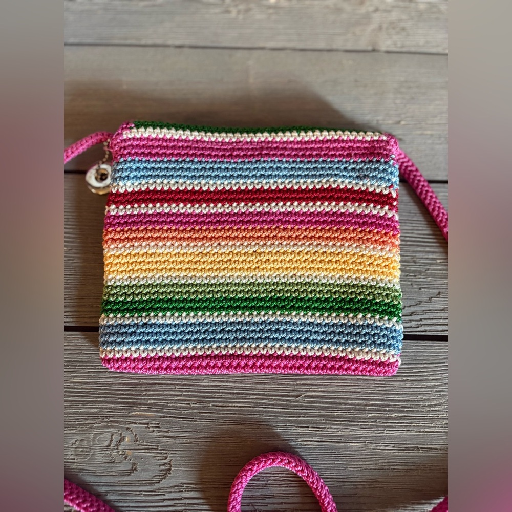 The Sak Rainbow Striped Crochet Flap Crossbody Bag - Picture 7 of 11